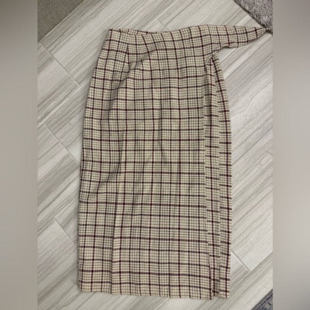 90's Vintage Woolrich Wrap Maxi Long Skirt Plaid Winter size L 12 14 16
